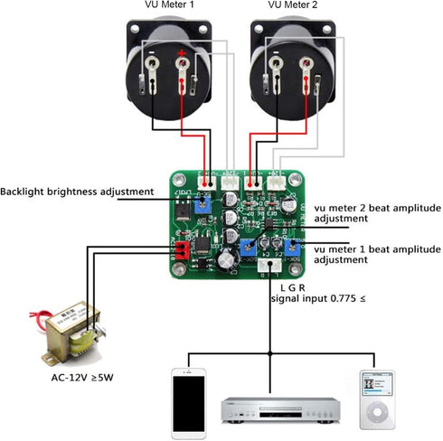VU Meter Panel Kit 2PCS VU Meter Warm Back Light Recording Audio Level Amp with Driver Board and Cable for Connect Source Devices