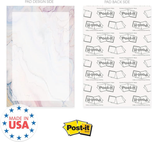 Marble Quartz Sticky Note Pads, 4" x 6" Repositionable Sticky Notes, 5 Elegant Designs, 50 Sheets Per Pad, Set of 5,
