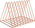 Sooyee 9 Slot Rose Gold Magazine Holder, Desktop File Sorter Organizer, Triangle Bookshelf Decor for Home Office
