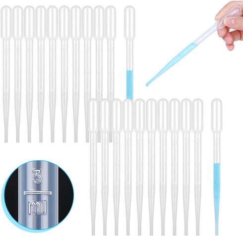 100PCS Plastic Disposable Transfer Pipettes, 3ml Calibrated Dropper for Science Laboratory Use