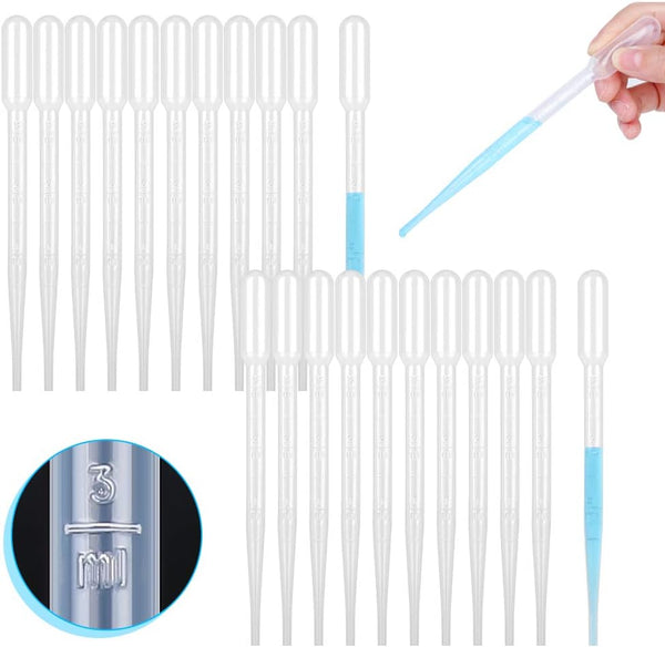 100PCS Plastic Disposable Transfer Pipettes, 3ml Calibrated Dropper for Science Laboratory Use