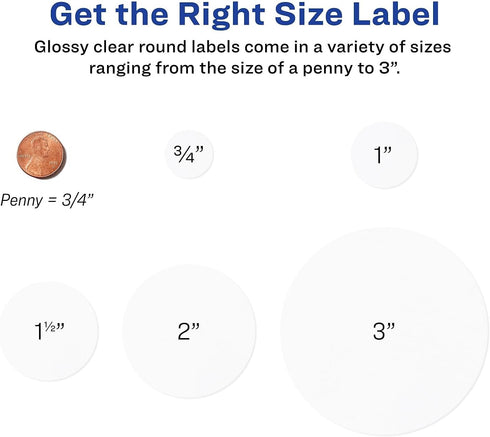 Avery Round Print-To-The Edge Labels, 2" Dia, Glossy Clear, 120/pk with Sure Feed and Easy Peel