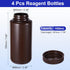 PATIKIL 4 Pcs 1000ml Reagent Bottles, PE Wide Mouth Round Bottles with Screw Cap for Lab Storage