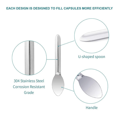 Capsule Filling Machine Kits for Empty Pill Capsules, Micro Tiny Spoon, Lab Scoop, Gel Capsules Size #000-5