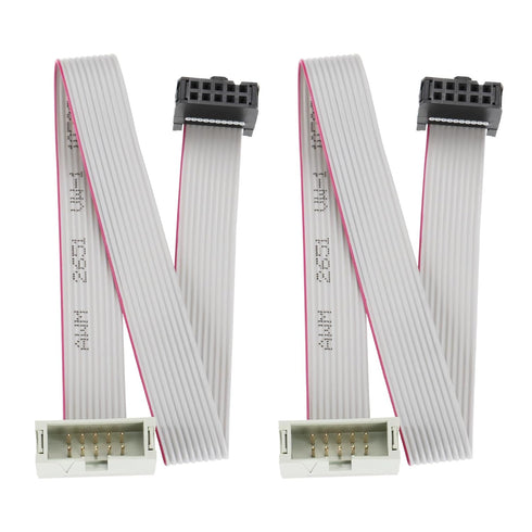 2Pcs 10 Pins IDC Extension Cable Male to Female Jumper Connector 2.54mm Pitch Double Row Flat Ribbon Cable