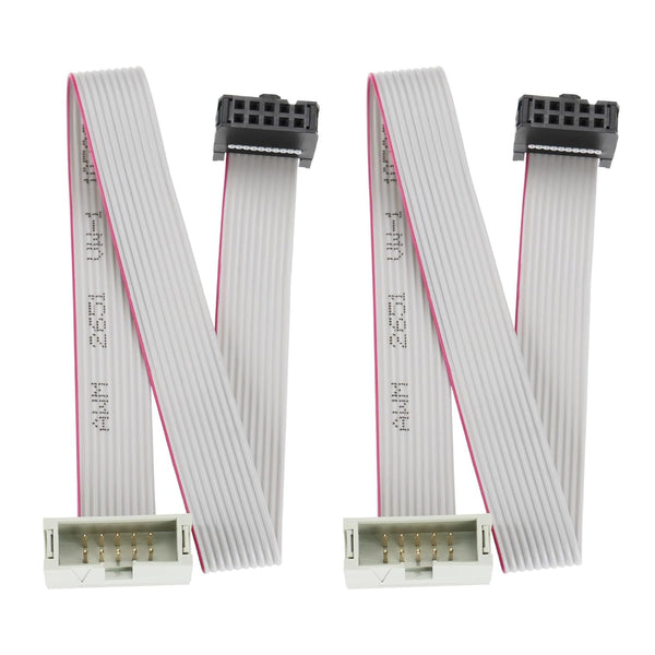 2Pcs 10 Pins IDC Extension Cable Male to Female Jumper Connector 2.54mm Pitch Double Row Flat Ribbon Cable