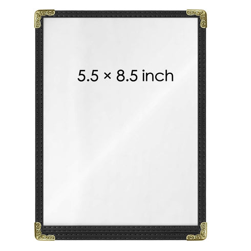 Menu Covers 25 Pack 5.5 x 8.5 inch - Black Vinyl Menu