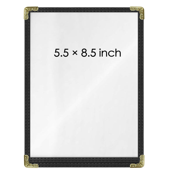 Menu Covers 25 Pack 5.5 x 8.5 inch - Black Vinyl Menu