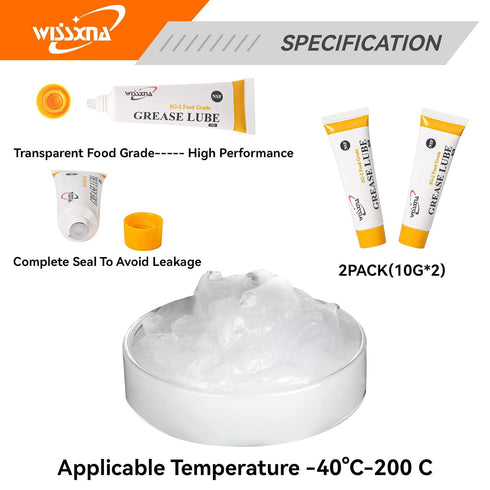 WISSXNA 10 (2 Silicone Grease, Food Grade Sanitary Lubricant, Machine Lube, Prevent Valves and O-Rings from Sticking