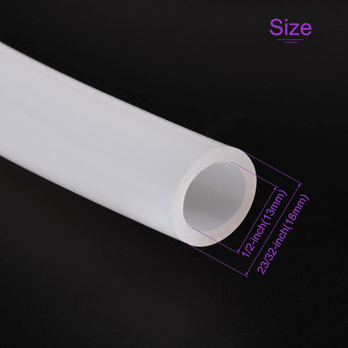 DMiotech 13mm ID 18mm OD Silicone Tube, 2.5mm Thick, 6.6 Feet Translucent Industrial Tubing for Water Pump