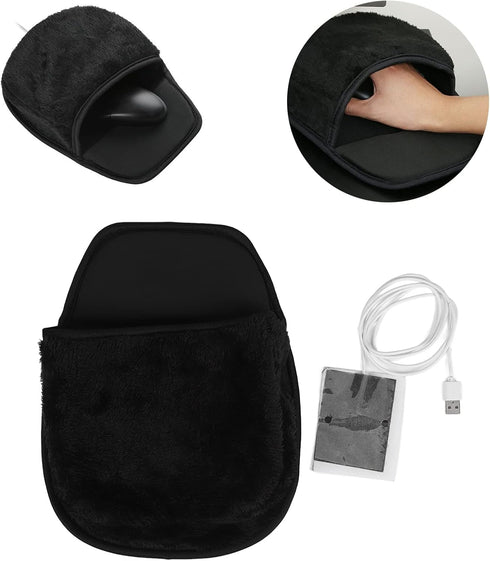 ZJchao Heated Pad, Hand Warmer Pad USB Heated Computer Mousepad for Men Women Desk Accessories (Black)