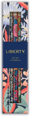 Galison Liberty London Floral Pencil Set - 10 Standard #2 Wooden Pencils with Erasers - Reusable Box Included
