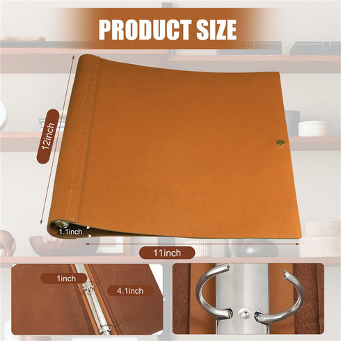Leather 3 Ring Binder Holds 8.5 x 11 Inch Paper Binder Organizer Vintage Faux Leather Binder Portfolio Folder Planner Binder for Office Home Document Photo Diary Supplies(Antique Brown) by Teling