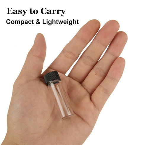 100 Pack Clear Glass Vials, 4ml with Black Plastic Screw Caps, Leak-Proof Bottles for Essential Oil, Reagent