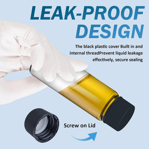 100pcs 0.5 Oz/15ml Clear Glass Vials, Sample Vials with Screw Cap and PE Liners Stopper, Leak-Proof for Storage Liquid