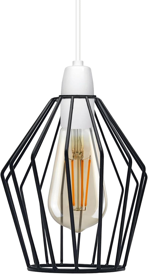 Black Metal Light Bulb Cage Vintage Wire Lamp Guard for Pendant Lights,