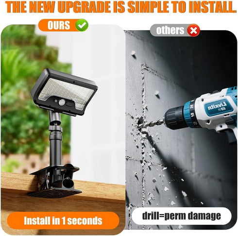 600LM 3 IP65 1-Second Clip On Solar Motion Sensor Light Outdoor, Modes Waterproof, Adjustable Angle Installation