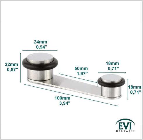 Evi Fittings I-164-ad Door Stop with Retainer - Rotary Wedge Stooper, Stainless Steel, Adhesive or Screw Fix
