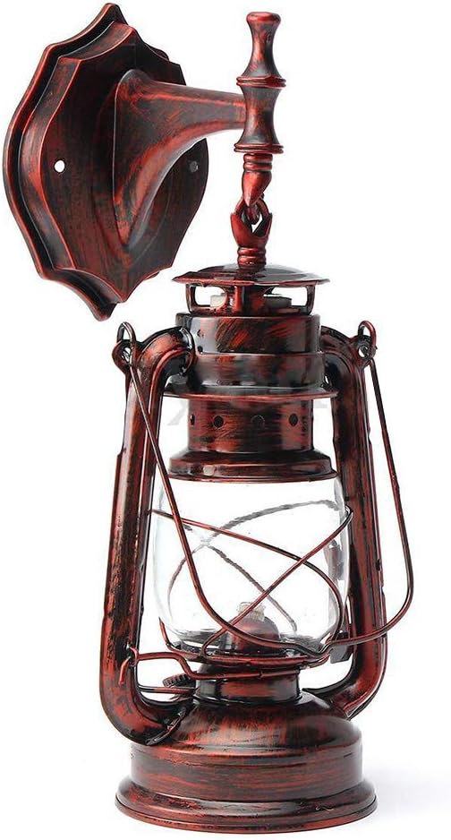 Liffshsy Retro Antique Vintage Rustic Wall Sconce, Lighting Lantern Mounted Light with Glass