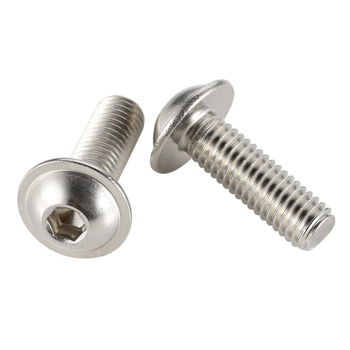 M8-1.25 x 30mm Flanged Button Head Socket Cap Screw Bolts, 304 Stainless Steel, Pack of 20