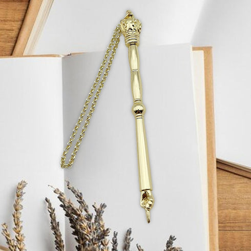 MagiDeal 13cm Bible Pointer, Bible Reading Tool, Elegant Finger Pointer Stick, Stylish Torah Pointer, Gold Crown Head