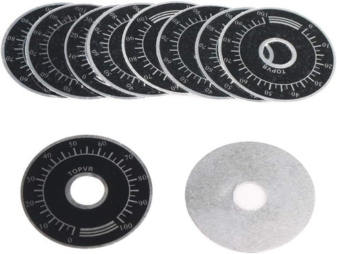 10pcs Adjustable Rotate Button Potentiometer Control Knobs & 10pcs 0-100 Scale Sheet