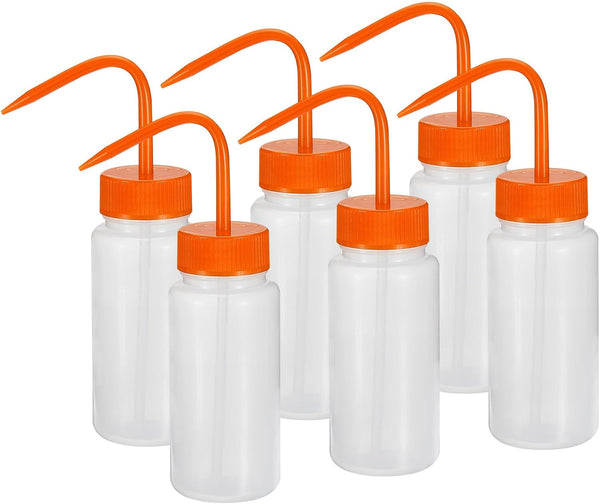 PATIKIL 250ml Wash Bottle, 6pcs Plastic Squeeze Bottle Wide Mouth for Lab Cleaning, Washing, Irrigation Liquid Storage,