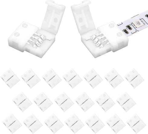 VIPMOON 20 Pack 4 Pin RGB 8mm Solderless Connectors Adapter for SMD 2835 3528 Non-Waterproof LED Strip Light