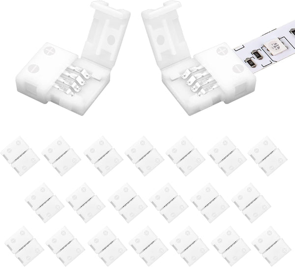 VIPMOON 20 Pack 4 Pin RGB 8mm Solderless Connectors Adapter for SMD 2835 3528 Non-Waterproof LED Strip Light
