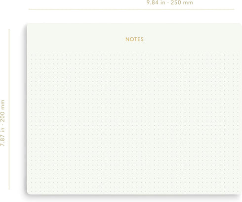 Mouse Pad Notepad for Professionals, Executive's Desk Note Pad, Minimalist Gold Foiled Dotted Layout, 9.8" x 7.9",