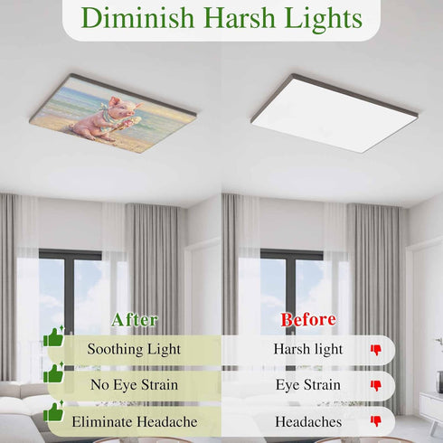 Yomandocix 4x2 feet,4 Pack Classroom,Summer Ice Cream Pig Fluorescent Light Covers for Ceiling Lights Magnetic Light