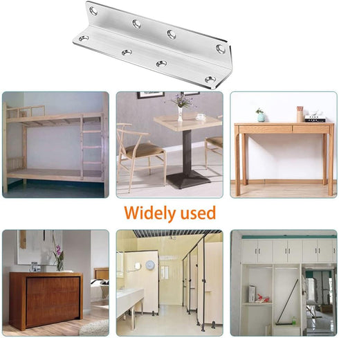 MINGFANITY 4PCS 5.5'' 1'' 2mm, Corner Brace Angle Bracket, L Bracket, Superior Stainless Steel, x M, Thickness Wood