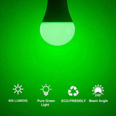 Green Light Bulb, 9W 800LM LED Green Colored Light Bulbs Outdoor Decorative, A19 E26 Base Holiday Light Bulbs for ST Patrick's Day Lights Decorations, Porch, Outdoor, Indoor Lighting, 3PK by Neporal