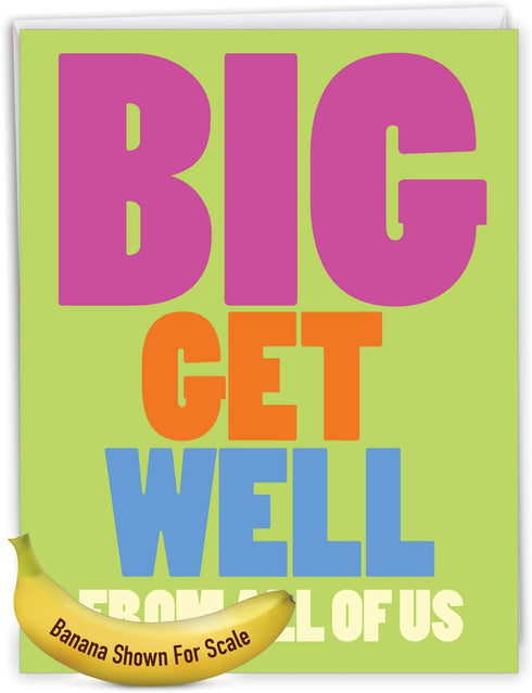 NobleWorks Jumbo Get Well Greeting Card (8.5 x 11 Inch) - Feel Better Soon Notecard