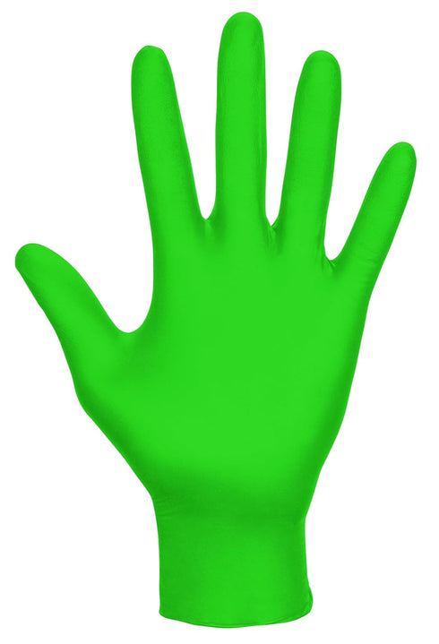 SAS Safety 66550 Derma-Vue Powder-Free Exam Grade Nitrile, 6 mil, Neon Green, Small Size