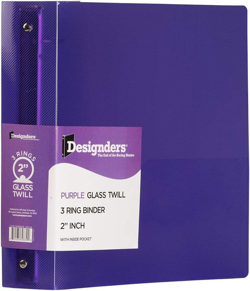 JAM PAPER Plastic 2 Inch Binder, Purple 3 Ring Binder, Sold Individually