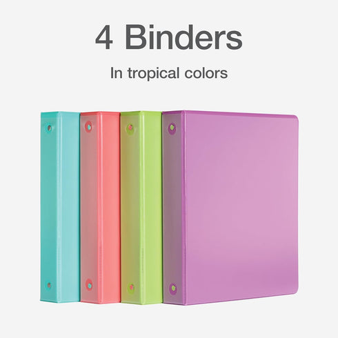 Cardinal 3 Ring Binders, 1.5 Inch Round Rings, Holds 350 Sheets, ClearVue Presentation View, 4 Pack