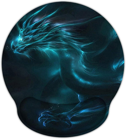 Meffort Inc Mouse Pad with Wrist Rest Support & Non-Slip Base – Durable Ergonomic Gaming Mousepad, Blue Dragon Design