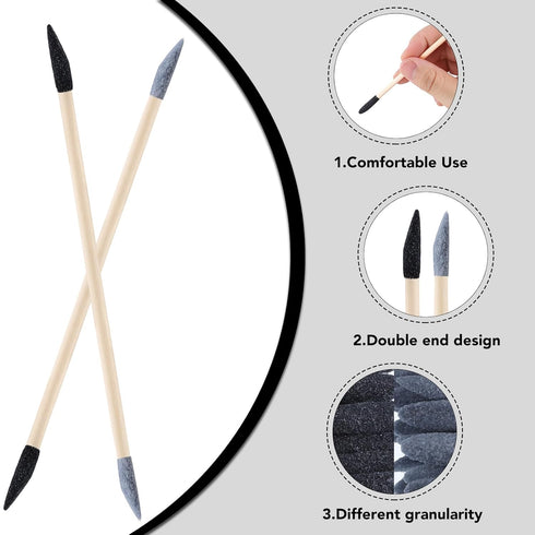 50 Pcs Sanding Sticks, Double End Matchsticks for Fine Detailing Polishing with Storage Box for Woodworking