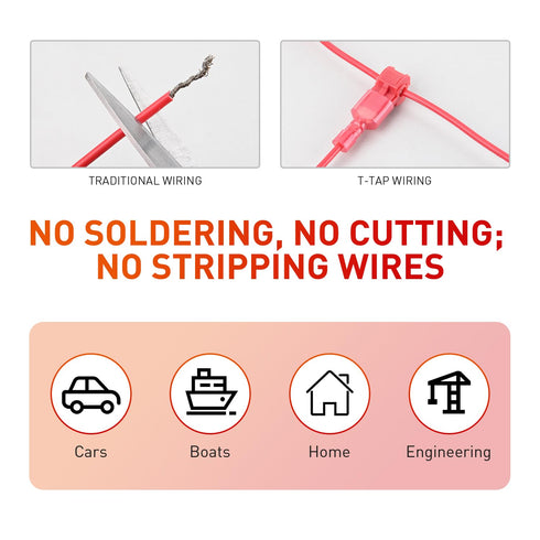 Nilight 480PCS/80 Pairs T-Tap Wire Connectors, Self-Stripping Quick Splice Electrical Terminals Assortment Kit