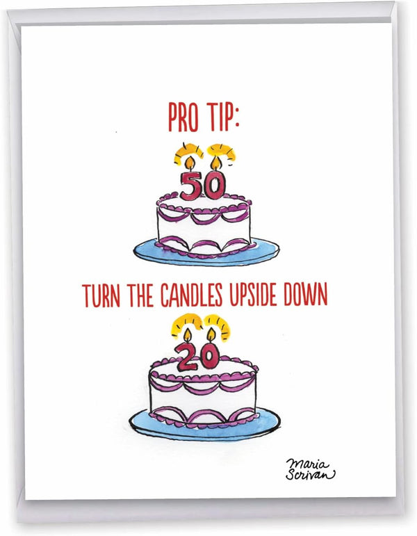 NobleWorks Jumbo Funny 50th Milestone Birthday Greeting Card 8.5 x 11 Inch with Envelope (1 Pack) Large Bday Pro Tip