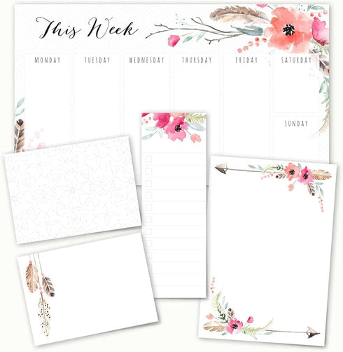 Boho Spirit Adhesive Sticky Note Pack, 5 Pads, 50 Sheets Per Pad