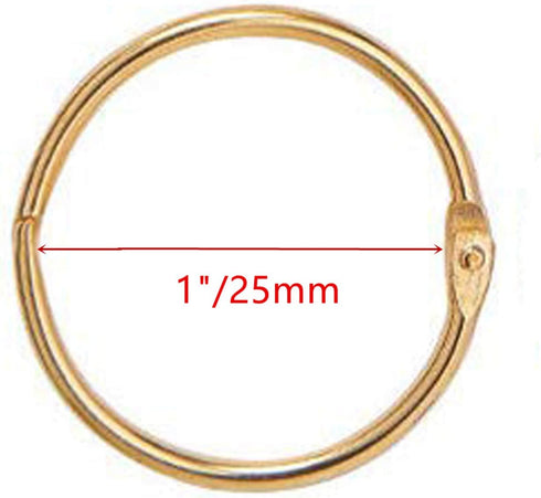 XMHF 50pcs 1-Inch Book Rings, Metal Loose Leaf Binder Ring Clips for Notebook, Diary, Photo Album DIY Planner