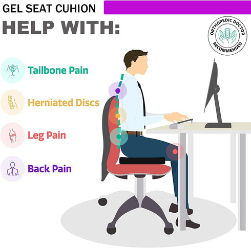 Sbriun Gel Seat Cushion - Enhanced Double Thick Egg Seat Cushion with Non-Slip Cover - Office Chair Car Seat Cushion