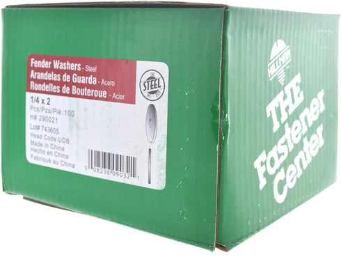 Hillman Zinc Fender Washers, 1/4" x 2", 100 Pieces