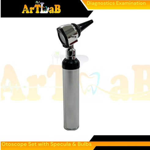 artlab 17pc Set Bulbs, Examination Otoscope with LED Disposable Specula, & Storage Case - Standard-Size Otoscope