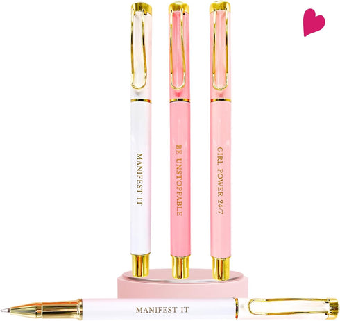 Boss Lady Girl Boss Pen Set - Chic Motivational Pens for Women with Inspirational Quotes, Ideal Office Decor Gifts