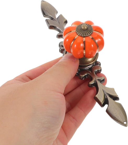 1 DOITOOL Pair Ceramic Pumpkin Drawer Pull Zinc Alloy Base Furniture Pull Handles for Drawers Kitchen Cabinet Bedroom