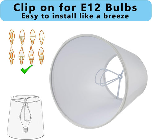 Zapanopan Set 6 Shades,3.5" 5.1" 5.5",Small of Clip-on Mini Chandelier Lamp x x Barrel,Handmade,Traditional