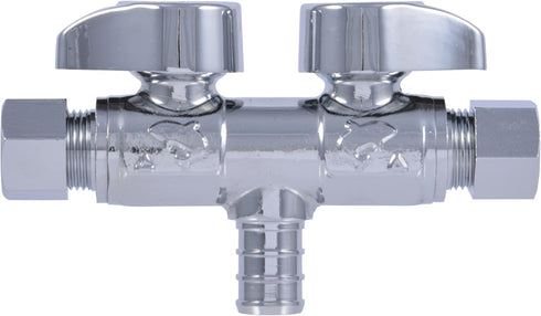 SharkBite Crimp Dual Shut Off Valve, Push to Connect Brass Plumbing Fitting, PEX, PE-RT